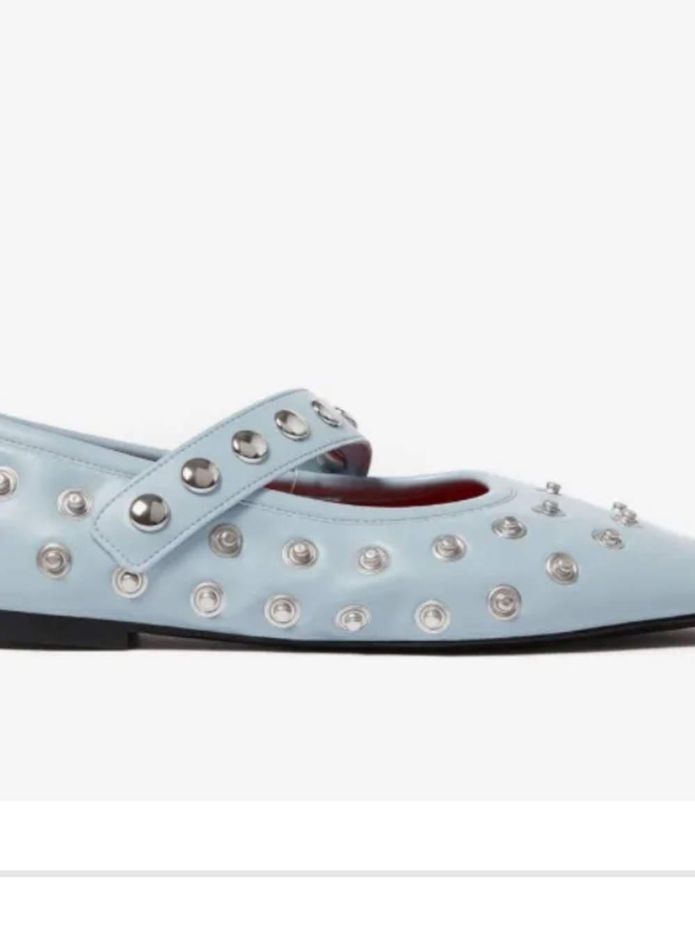 Stella McCartney Pale Blue Studded Mary Jane Ryder Flats Sz Eu 38.5.  Us 8.5